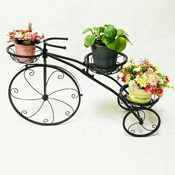 Bicycle Plant Stand Flower Pot Cart Tricycle Holder Rack for Home Garden Patio Modern Plant Stand Indoor&Outdoor Flower Rack Bicycle Planter Display Rack Black Tricycle Plant Stand Bicycle Planter