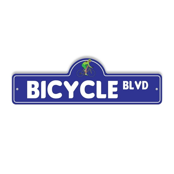 Bicycle Plastic Street Sign - 6 Inch X 18 Inch Gift Bike Ride Pedal Outdoor Cycling Sports Path Fun Exercise Adventure Trail