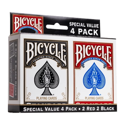 Bicycle Playing Cards, 4 Pack, Standard Index (Red & Black)