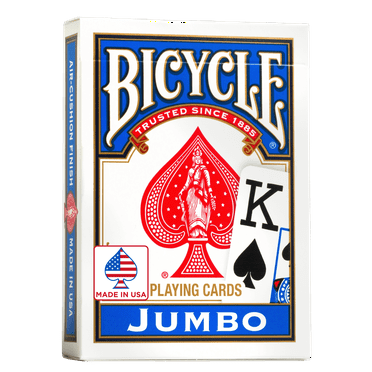 Bicycle Playing Cards, Jumbo Index, 1 Deck (Red or Blue - Color May Vary)
