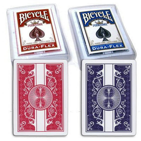 Bicycle Prestige Rider Back Plastic Dura-Flex Playing Cards - Set of 2 Decks, 1 Blue & 1 Red