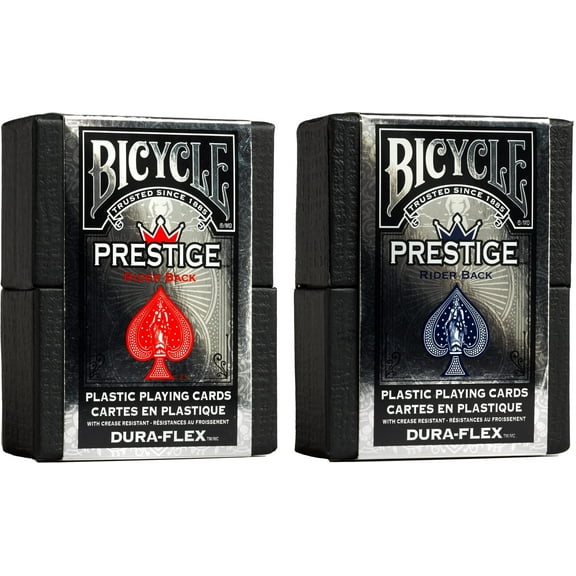 Bicycle Prestige Waterproof Plastic Playing Cards, Red and Blue 2 Pack