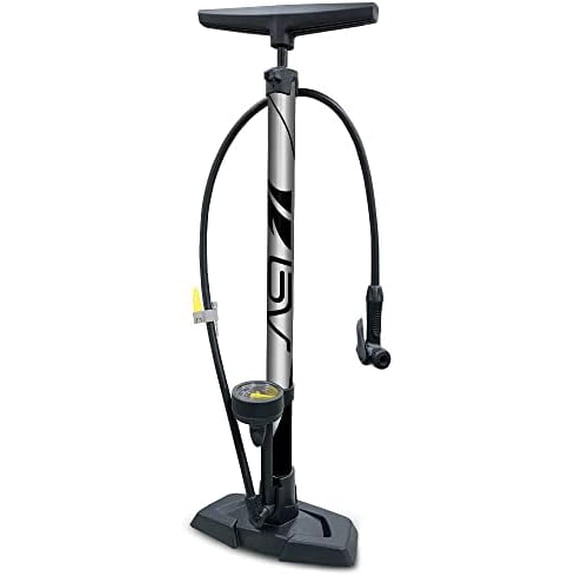 Bicycle Pump Durable Bike Floor Pump 17/24 inch Smart Valve Head, 160 psi, Automatically Reversible Presta and Schrader