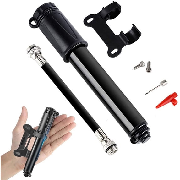 Bicycle Pump, Mini Portable Hand Bike Pump,100PSI Aluminum Alloy Cycling Hand Pump with Needle and Support