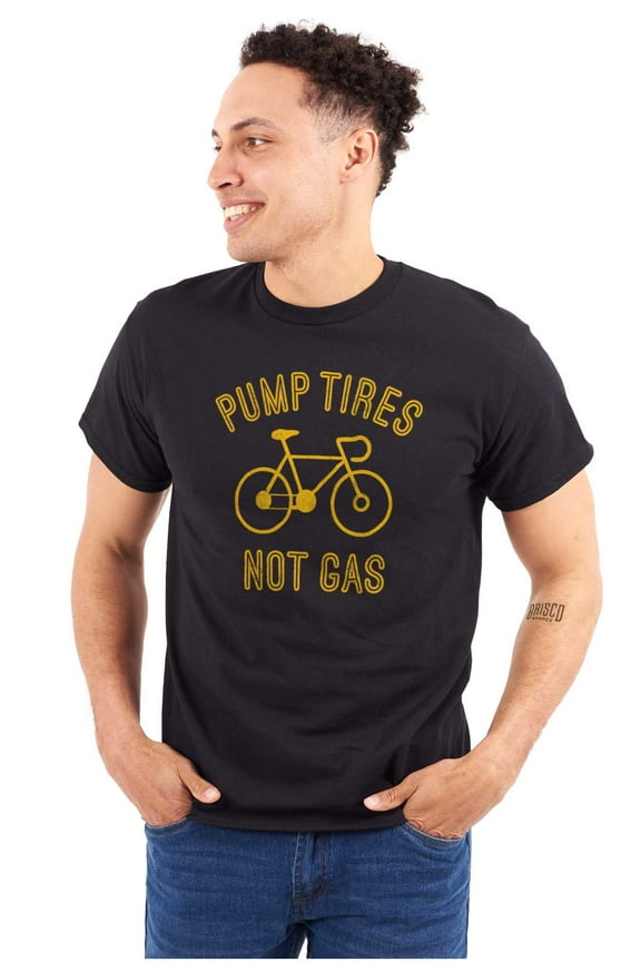 Bicycle Pump Tires Not Gas Eco Biker Men's Graphic T Shirt Tees Brisco Brands L