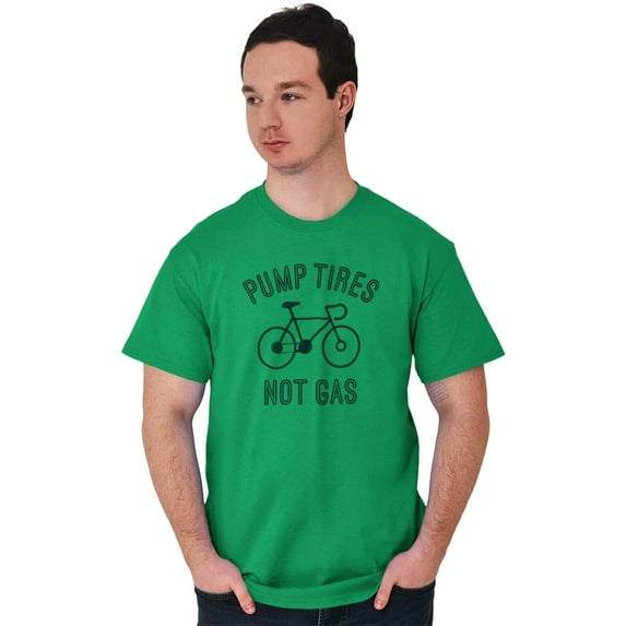 Bicycle Pump Tires Not Gas Eco Biker Plus Size Crewneck Graphic Tee Shirt Brisco Brands 4X