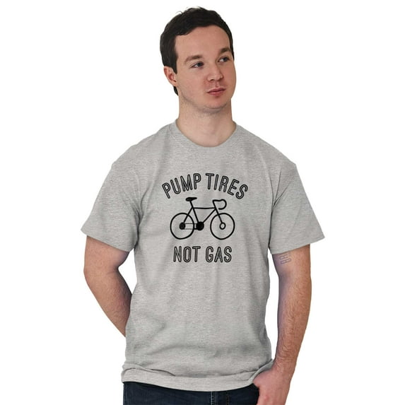 Bicycle Pump Tires Not Gas Eco Biker Plus Size Crewneck Graphic Tee Shirt Brisco Brands 4X