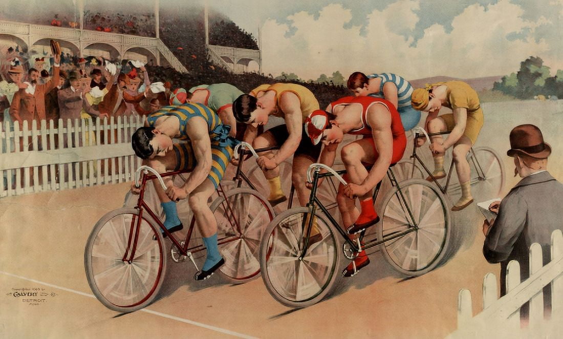 Bicycle Race Course 1895 Calvert Litho Co Canvas Art - (36 x 54)