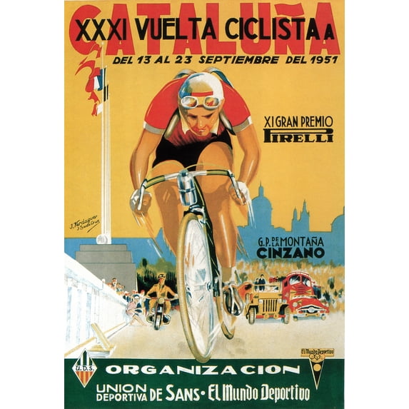 Bicycle Racing, Vintage Promotional Poster (9x12 Wall Art Print, Home Decor)