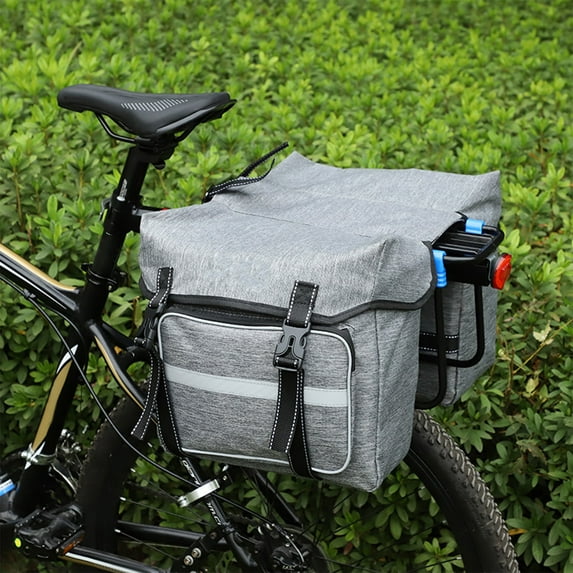 Bicycle Rear Rack Trunk Bag with Large 25L Capacity, Side Pockets, and Reflective Strips for Commuting, Touring, and Shopping