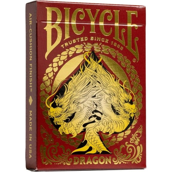 Bicycle Red Dragon Gold Foil Premium Playing Cards, 1 Deck