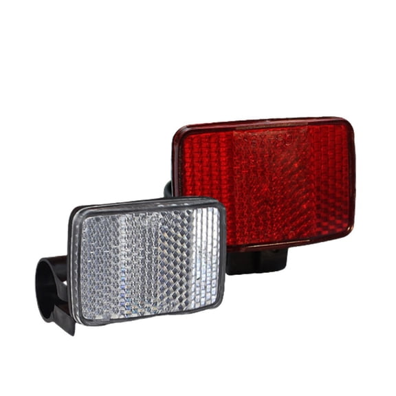 Bicycle Reflector Set Front And Rear For Mounting Brackets Red And White ABS Plastic Safety Lights For Cycling Road Mountain Bike Accessories 2 Pack(1 pair)