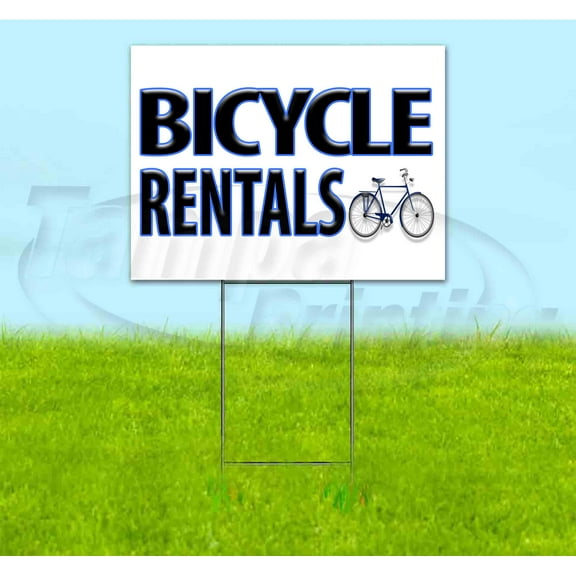 Bicycle Rentals (18" x 24") Yard Sign, Includes Metal Step Stake