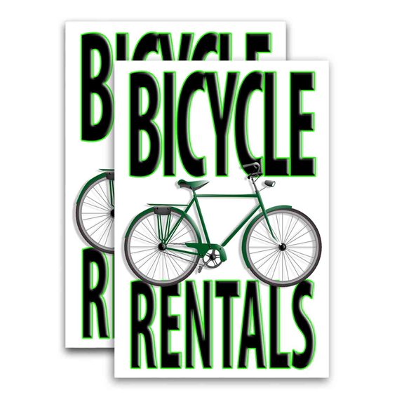 Bicycle Rentals (24" X 36") Vinyl Decal Only (Pack of 2) |Sign|Sticker|Poster