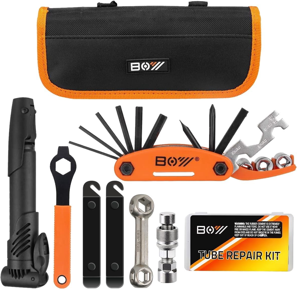 Bicycle Repair Bag With Tire Pump, Portable Tool Kit for Camping Travel ...