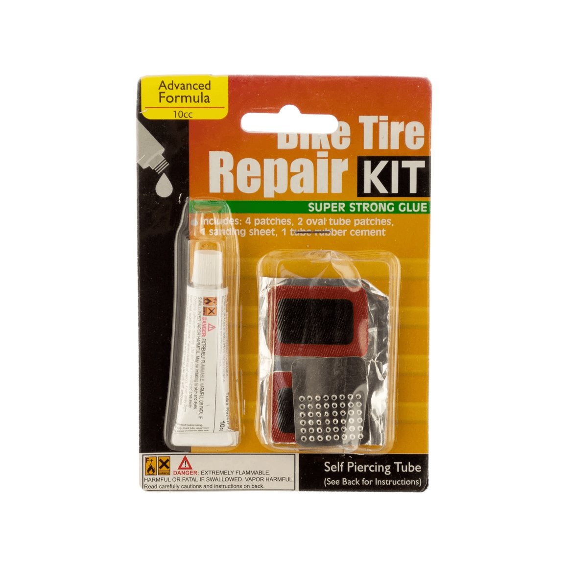 Bicycle Repair Kit, Essential Flat Tire Fix with 4 Patches, Sanding Sheet and Rubber Cement, Includes Oval and Round Patches for Quick and Easy Repairs, Mix