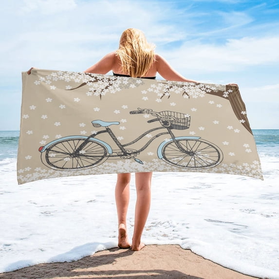 Bicycle Retro Style Bath Towel Bathroom Microfiber Shower Towel Outdoor Travel Swim Quick Dry Beach Towel