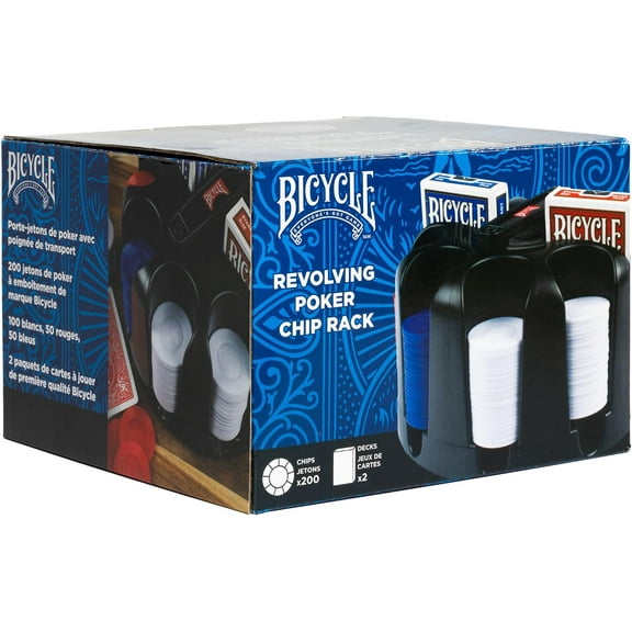 Bicycle Revolving Poker Chip Rack with Chips and Cards