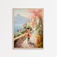 Bicycle Ride Amalfi Coast Retro Pastel Wall Art, Coastal Living Room ...