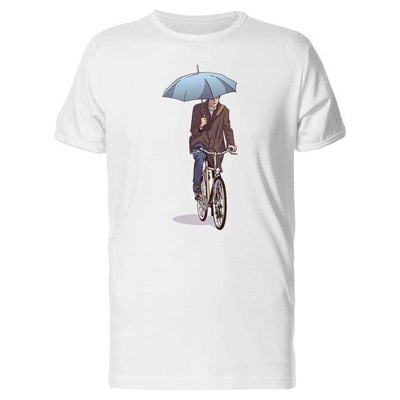 Bicycle Ride With Umbrella Tee Men's -Image by Shutterstock