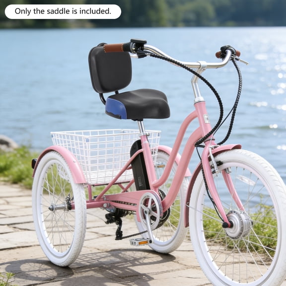 Bicycle Saddle Bike Seat with Backrest Cushion Extra Wide Bicycle Tricycle Saddle Seat Wide Bicycle Tricycle Saddle Seat with Back Support for Mountain Bike, Road Bicycle