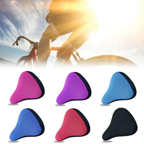Bicycle Saddle Cover Bike Breathable Comfort Seat Saddle Cover Soft Bike Saddle Cushion Covers 20*23Cm 3D Thick Mesh Fabric Light Blue Fangkenuo