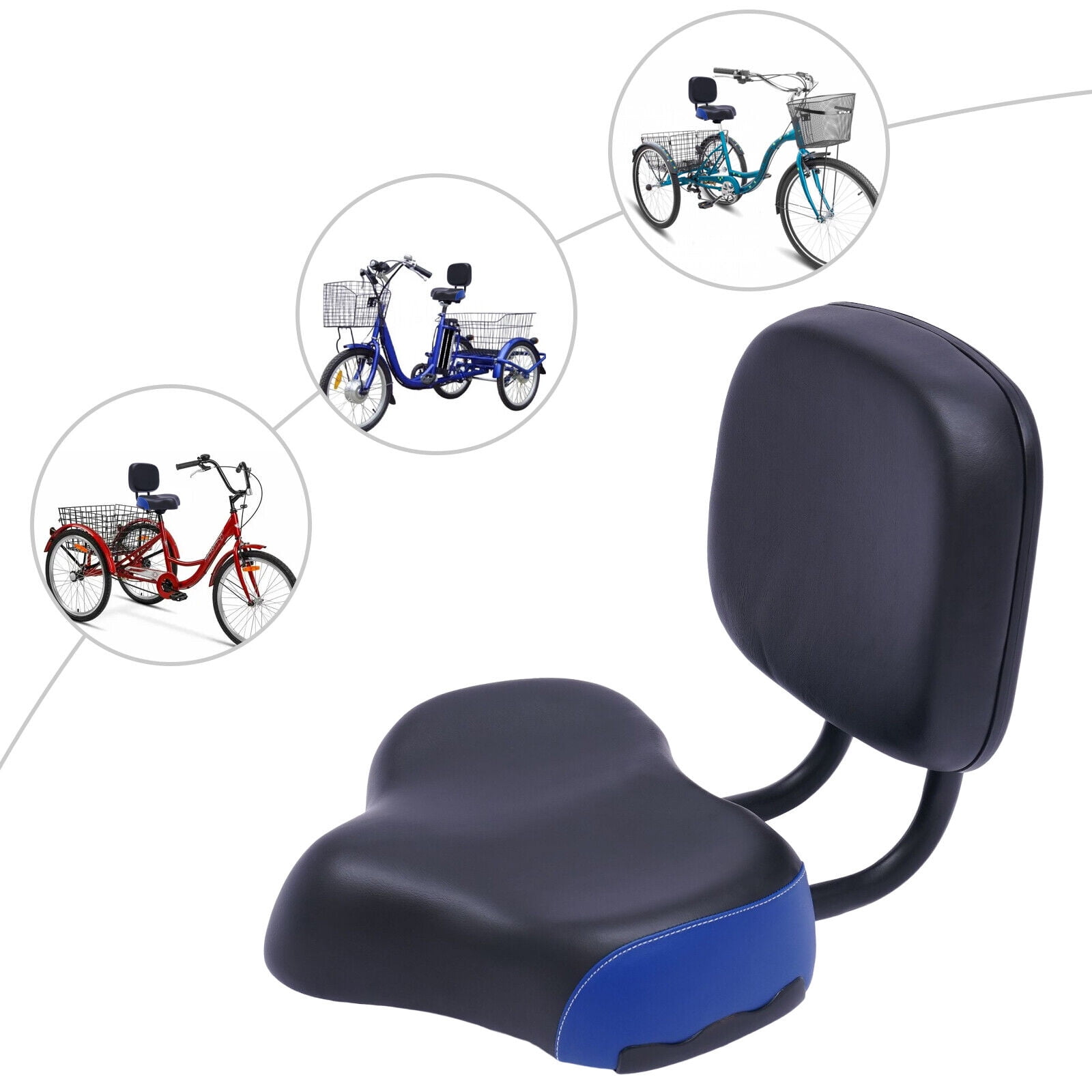 Bicycle Saddle Seat with Backrest Adjustable Comfort Replacement Saddle Seat for Mountain Bike Tricycle Commuter Bike Walmart Business Supplies