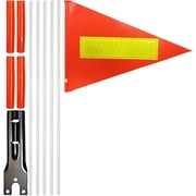 Bicycle Safety Flag with Pole, 5ft Adjustable Height Sturdy Polyester Fiberglass Pole, Full Color, Tear Proof, Waterproof, Orange, Reflective on Both Sides Orange Reflective