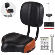Bike Seat with Backrest, Oversized Bicycle Saddle with Back Support, Wide Bike Padded PU Cushion Saddle, Universal Saddle Replacement for Tricycle, Height Adjustable