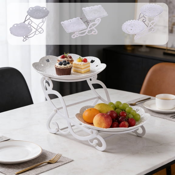 Bicycle Shaped 2-Tier Dessert Stand, Cute Vintage Sturdy Iron Metal with Smooth Matte Finish, Tool-Free Easy Assemble for Home Living Room Party Candy Fruit Dessert Table Decor & Buffet Display, C