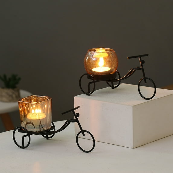 Bicycle Shaped Iron Art Candlestick Decor European Unique Candle Holder Creative Metal Candle Cup for Home Living Room Romantic Candlelight Dinner Ornaments Candle Holders
