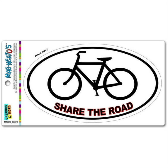 Bicycle Share the Road Euro Oval Automotive Car Refrigerator Locker Vinyl Magnet