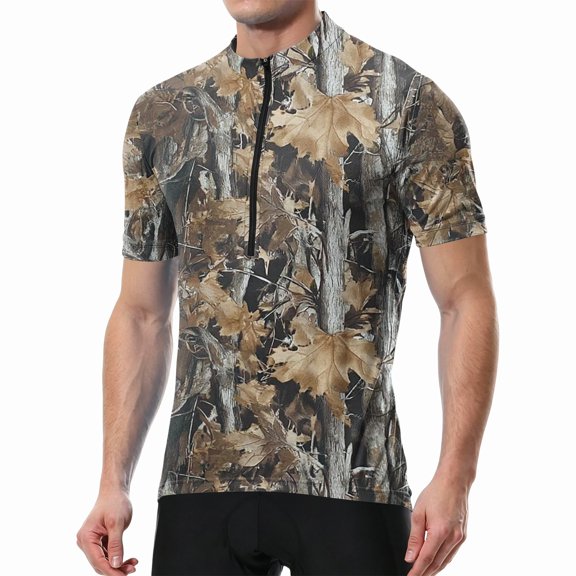 Bicycle Shirts for Men Printed Short Sleeve Cycling Jersey, Moisture Wicking Quick Dry Bike Shirt for Road Trail Riding Camel 3Xl