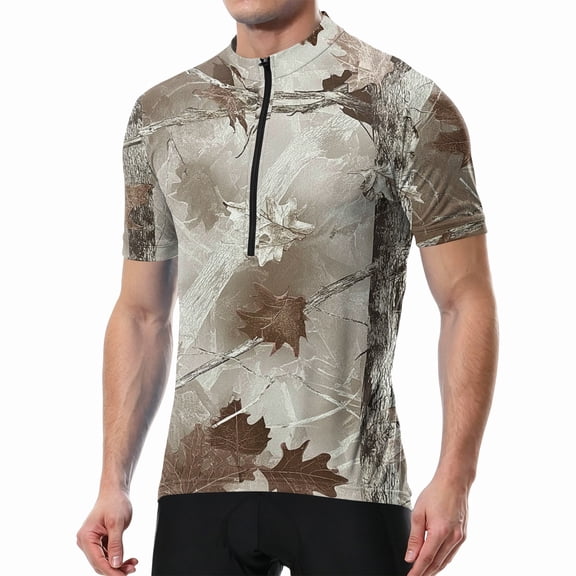 Bicycle Shirts for Men Printed Short Sleeve Cycling Jersey, Moisture Wicking Quick Dry Bike Shirt for Road Trail Riding Earthy Yellow S