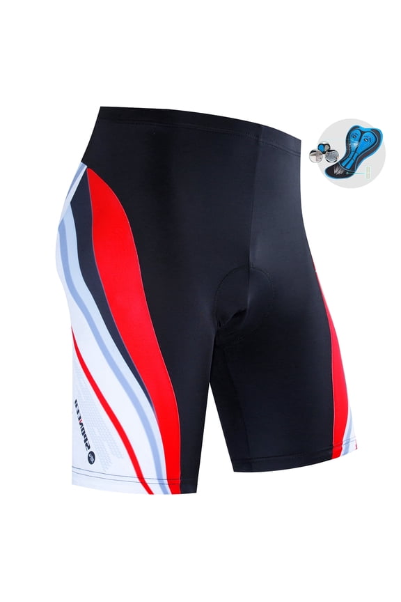 Men's Bike Shorts Bicycle Biker Pants with Padding UPF Cycling Riding Shorts Red M