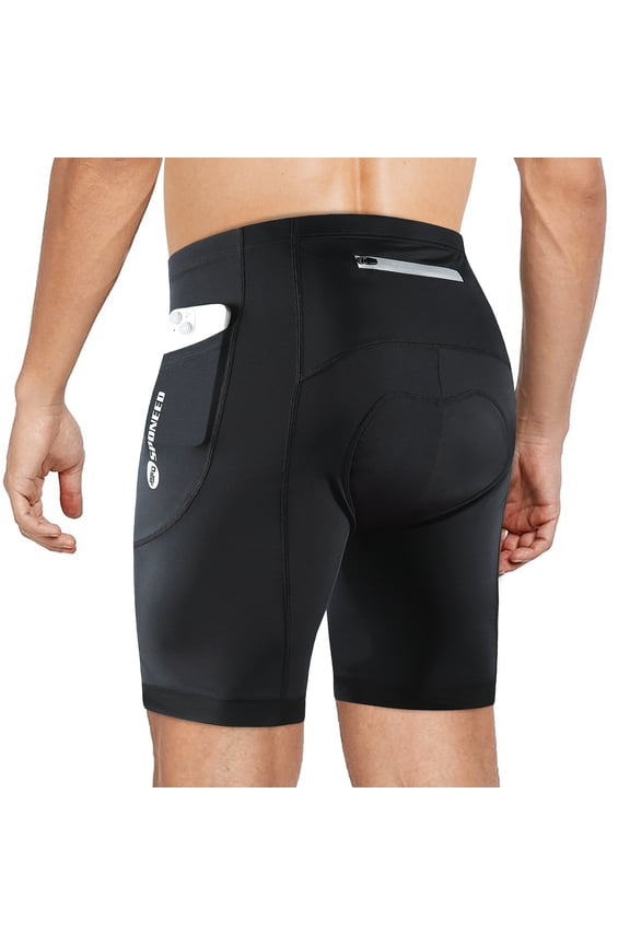 Bicycle Shorts for Men Padded Mountain Biking Pants Zipper Pocket Cycling Wear Black XL
