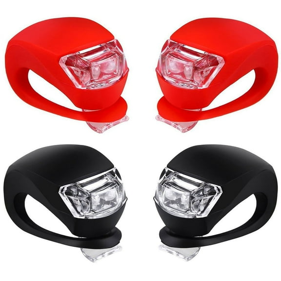 Bicycle Silicone LED Light Set - Bike Headlight and Taillight,Waterproof & Safety Road,Mountain Bike Lights,4 Pack(2pcs White and 2pcs Red Light)