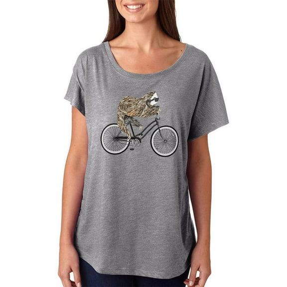 Bicycle Sloth Juniors Dolman T Shirt Heather MD