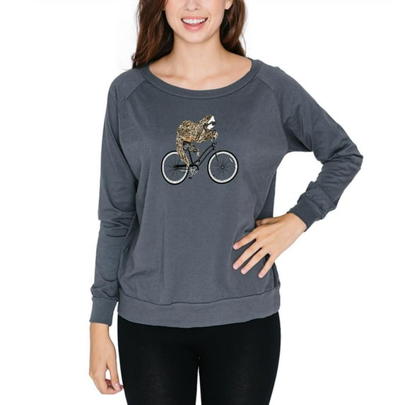 Bicycle Sloth Juniors Long Sleeve Slouch Top Grey 2XL