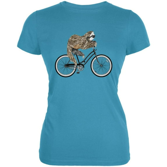 Bicycle Sloth Juniors Soft T Shirt Aqua LG