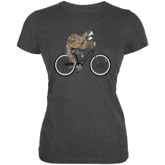 Bicycle Sloth Juniors Soft T Shirt Deep Heather SM