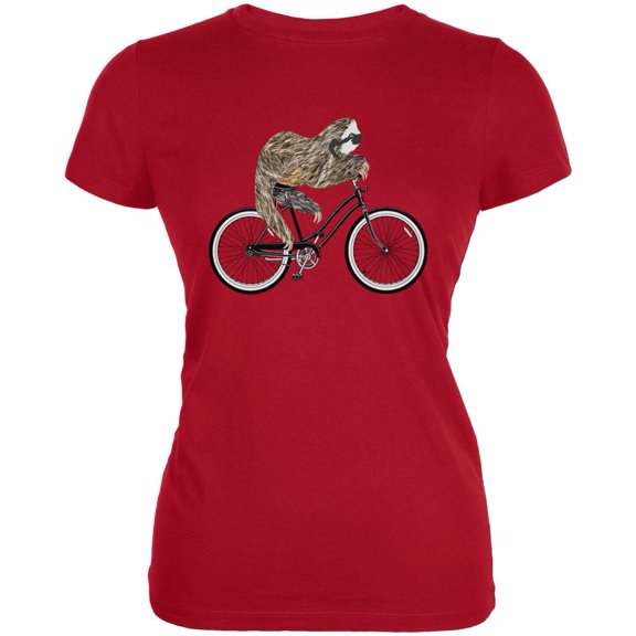 Bicycle Sloth Juniors Soft T Shirt Red X-LG
