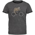 thumbnail image 1 of Bicycle Sloth Mens Ringer T Shirt Dark Heather-Black MD, 1 of 1