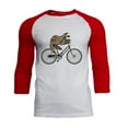 thumbnail image 1 of Bicycle Sloth Mens Soft Raglan T Shirt White-Red X-LG, 1 of 1
