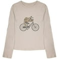 thumbnail image 1 of Bicycle Sloth Youth Girls Long Sleeve T Shirt Cream YSM, 1 of 1