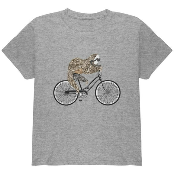 Bicycle Sloth Youth T Shirt Heather YLG