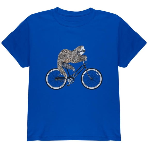 Bicycle Sloth Youth T Shirt Royal YLG