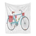 thumbnail image 1 of Bicycle Soft Flannel Fleece Blanket, Classic Touring Bike with Derailleur and Saddlebags Healthy Active Lifestyle Travel, Cozy Plush for Indoor and Outdoor Use, 50" x 70", Multicolor, by Ambesonne, 1 of 5