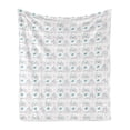 thumbnail image 1 of Bicycle Soft Flannel Fleece Blanket, Diverse Size Repeating Nostalgic Bikes with Heart and Leaf Motifs Hipster Art, Cozy Plush for Indoor and Outdoor Use, 50" x 60", Soft Pink Blue, by Ambesonne, 1 of 5