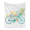 thumbnail image 1 of Bicycle Soft Flannel Fleece Throw Blanket, Vintage Summer Bike a Floral Bouquet Vehicle for Transport Illustration, Cozy Plush for Indoor and Outdoor Use, 50" x 60", Turquoise Yellow, by Ambesonne, 1 of 6